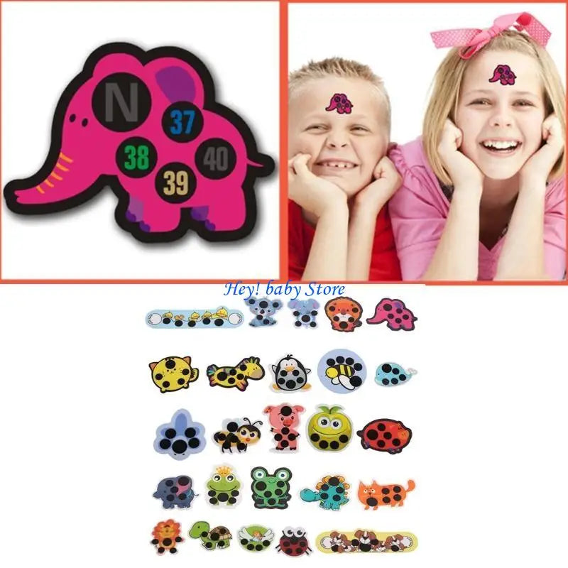 Baby Forehead Thermometer Strips 5-Pack | LCD Animal Design