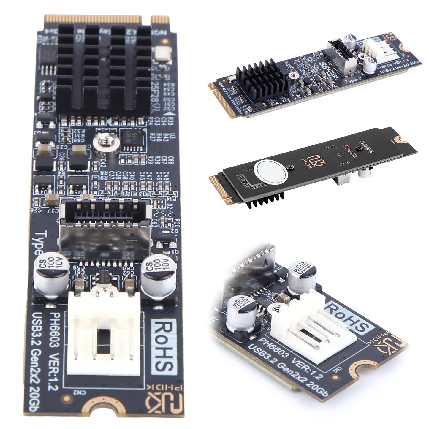 M.2 to TYPE-E Adapter 20Gbps High Speed M.2 M Key NVME PCIe to USB 3.2 Front Panel Expansion Card for Desktop PC Peaceful Pleasures Health and Wellness