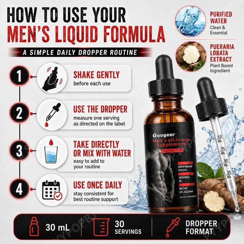 Googeer Men's Supplement Drops | Pueraria Lobata | 30 Servings