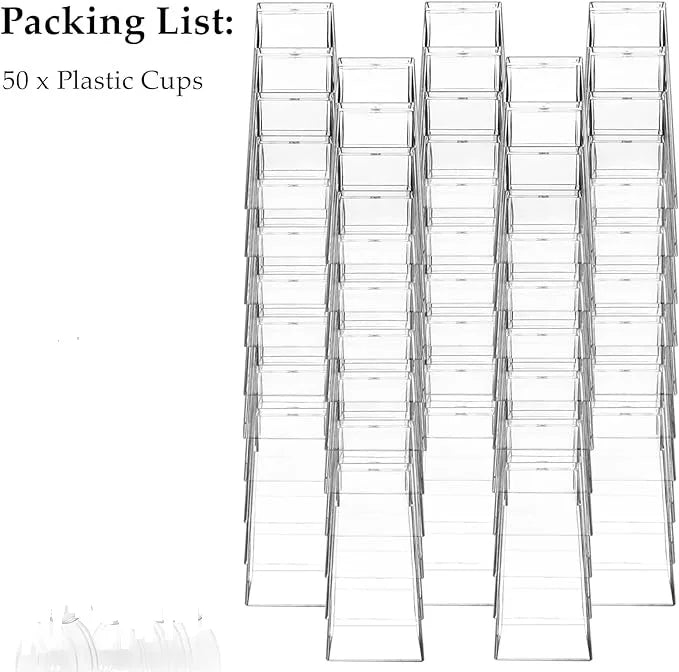 25/50/100 Pack 5oz Mini Dessert Cups Square Tall Clear Plastic Shooters Party Serving Cups for Parfait Puddings Appetizers Peaceful Pleasures Health and Wellness 50Pack 5OZ
