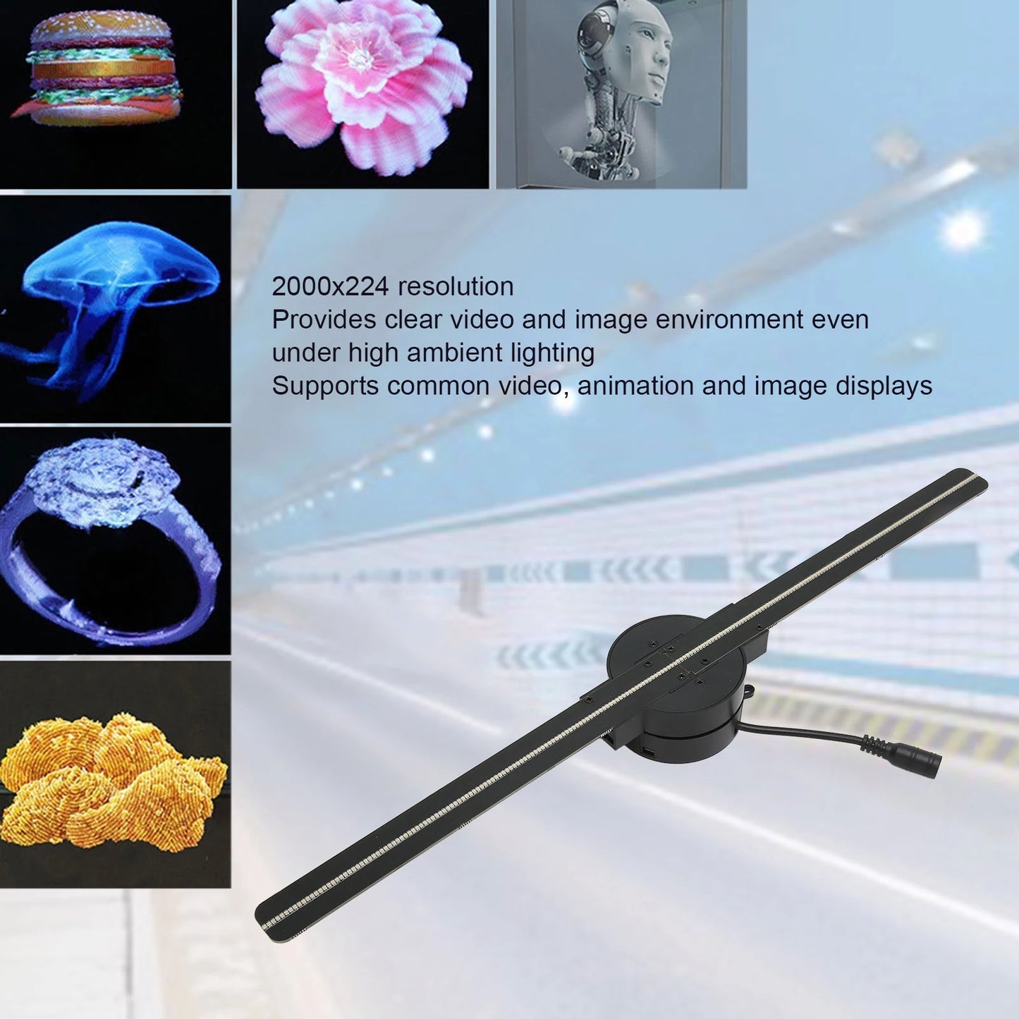 3D Hologram Fan 2000x224 Wifi Projector 224 LED Light Beads Business