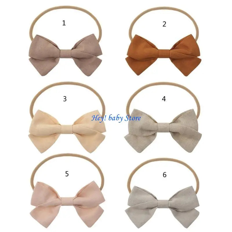 Newborn Baby Elastic Bow Knot Headband | Soft Linen Hair Band