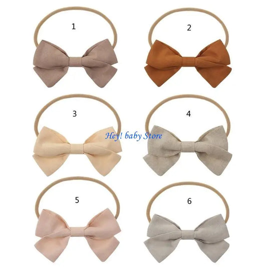 Newborn Baby Elastic Bow Knot Headband | Soft Linen Hair Band Baby Hair Headband Peaceful Pleasures Health and Wellness