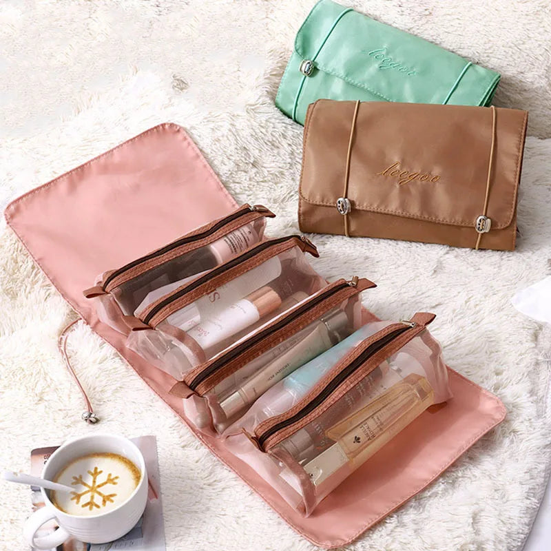 4-in-1 Foldable Hanging Cosmetic Bag | Travel Toiletry Organizer