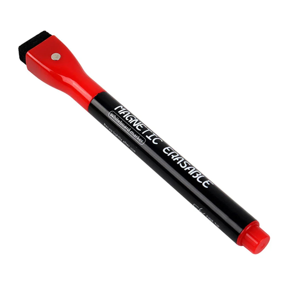 Erasable Magnetic Whiteboard Markers with Built-In Eraser | 12 Colors