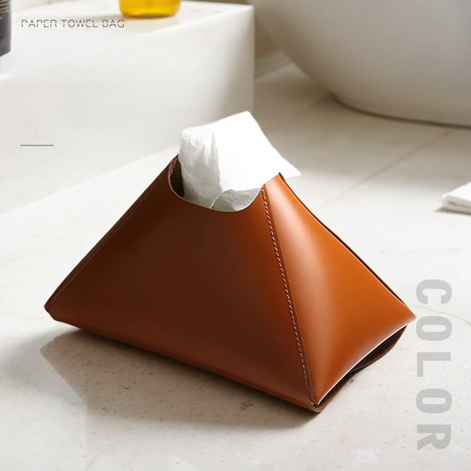 Nordic Leather Tissue Box Holder | Minimalist Desktop Dispenser Tissue Box Holder Peaceful Pleasures Health and Wellness