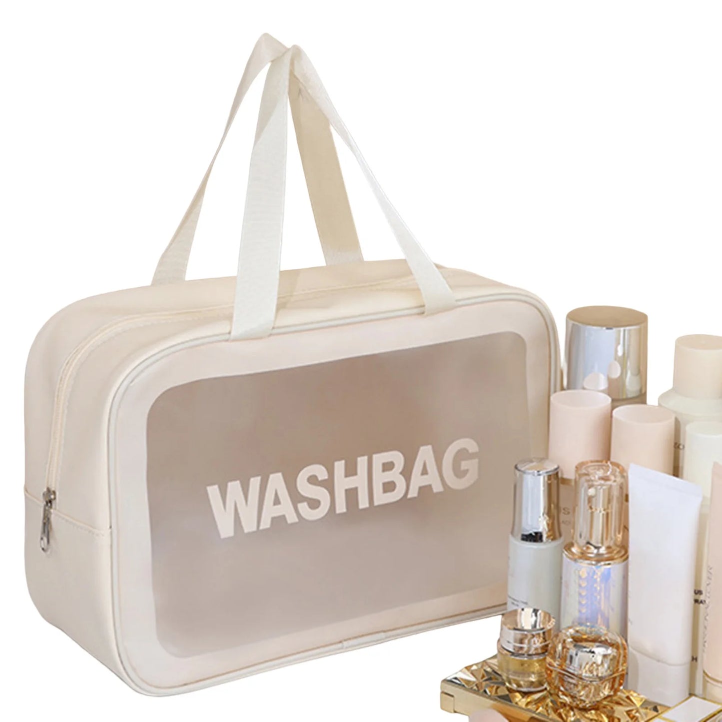 Women Men PU Toiletry Bag Portable Translucent Waterproof Makeup Cosmetic Bag Toiletry Organizer for Accessories Peaceful Pleasures Health and Wellness