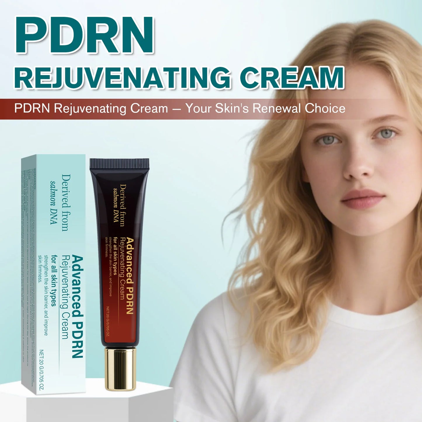 Advanced PDRN Rejuvenating Cream Salmon DNA for All Skin Types, Strengthen Skin Barrier Improve Firmness, 20g Peaceful Pleasures Health and Wellness