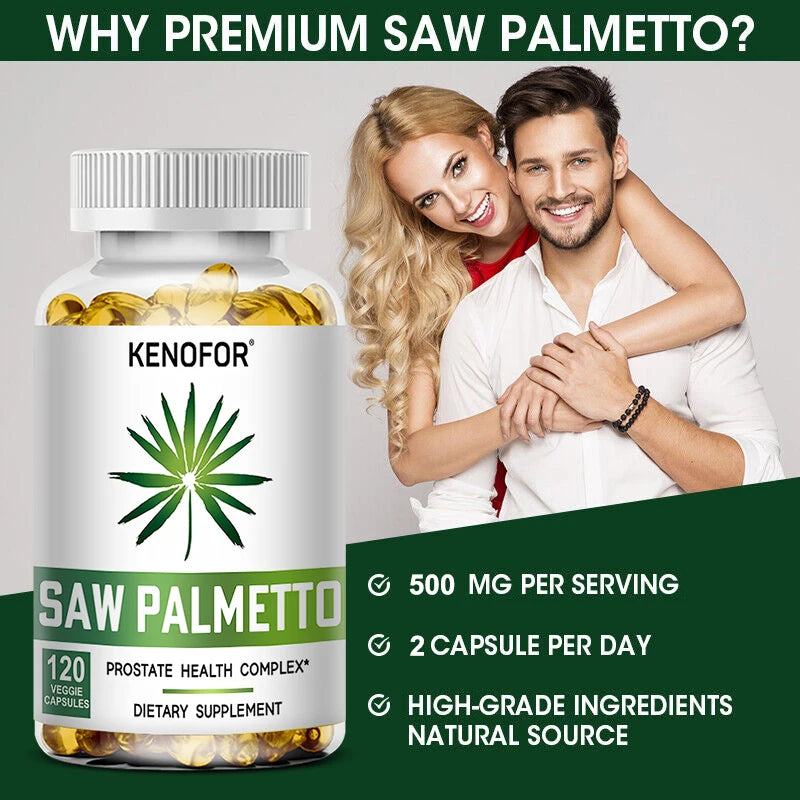 Saw Palmetto Capsules - Prostate Health, Hair Growth, Men's Health, Urinary Tract Health, Improved Frequent Urination for Men's Peaceful Pleasures Health and Wellness