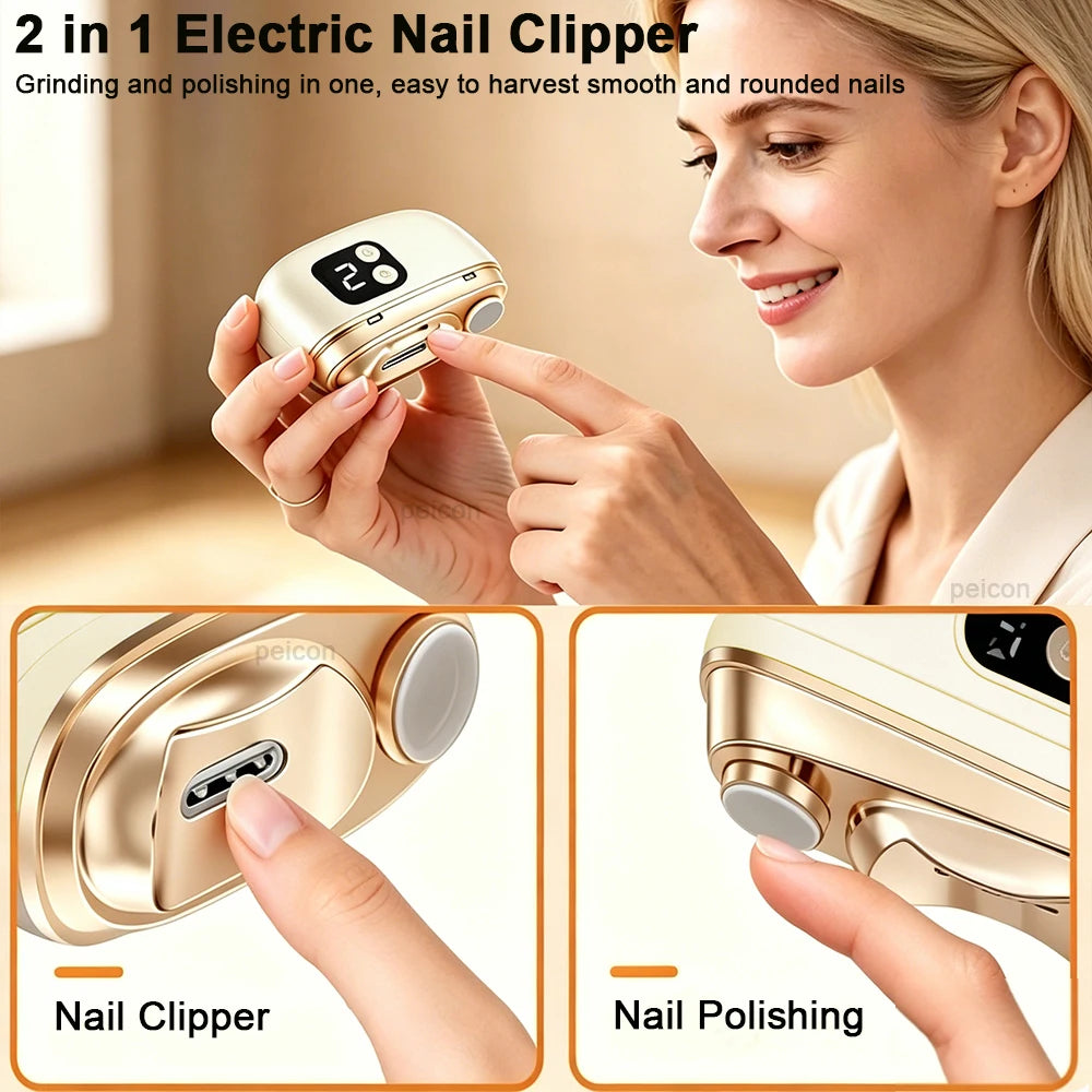 Electric Nail Clipper Rechargeable Electric Nail Trimmer Mini Portable Electric Fingernail Cutter Nail Polisher with Lighting Peaceful Pleasures Health and Wellness