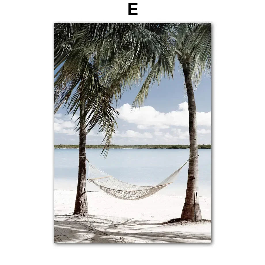 Beach Canvas Wall Art – Waves, Sea Turtles & Coconut Trees Canvas Wall Art Peaceful Pleasures Health and Wellness E 20X30cm No Framed