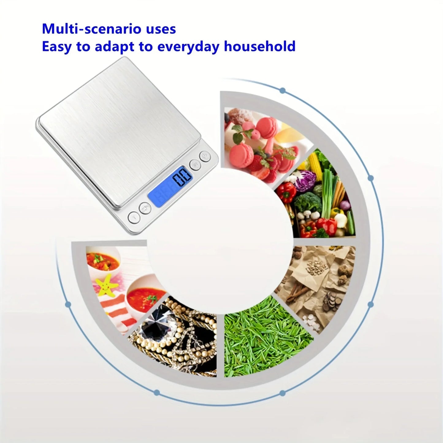 0.01g Precision Digital Scale 500g/3kg, Portable Jewelry Food Scale LCD Display, Kitchen Gram Scale with Tare for Gold, Powder Peaceful Pleasures Health and Wellness