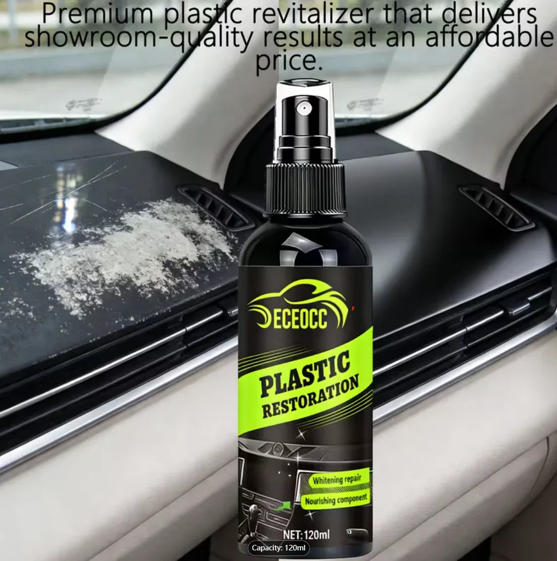 Auto Plastic, Leather & Tire Restoration Spray | Long-Lasting Shine