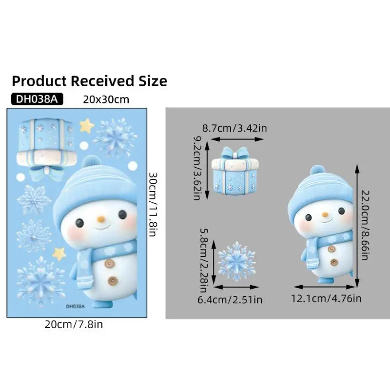 Christmas Window Static Clings – Snowman, Santa & Snowflake