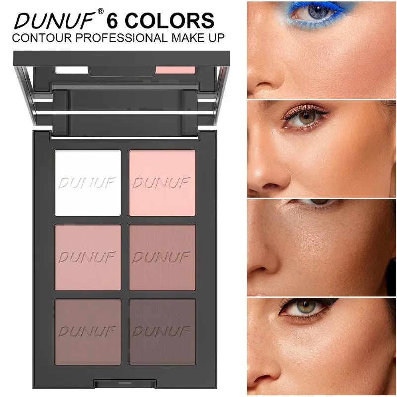 6-Color Highlight & Contour Powder Palette | Bronzer Blush