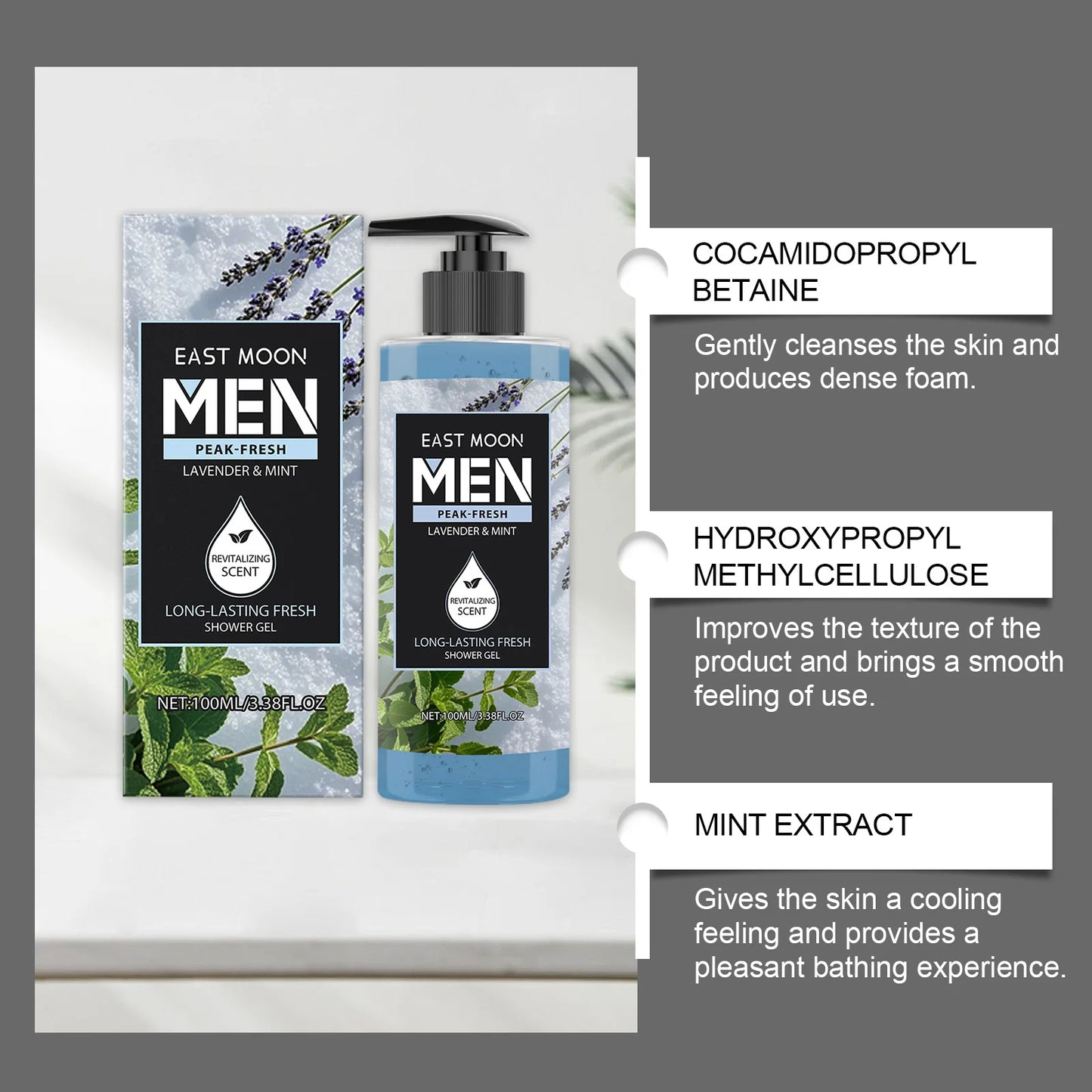 East Moon Lavender & Peppermint Body Wash 100ml Shower Gel