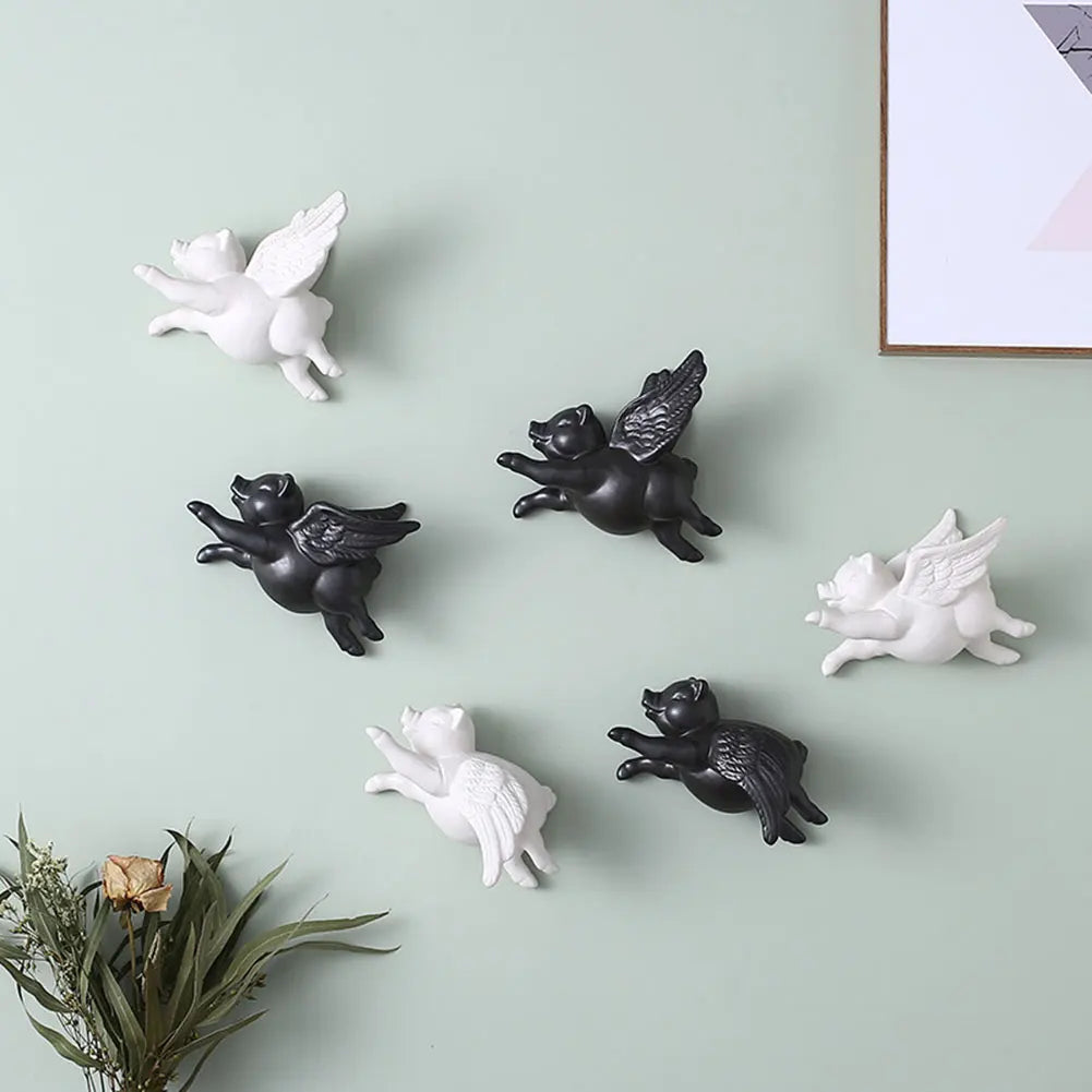 Ceramic Flying Pig Wall Decor | 3D Nordic Hanging Ornament