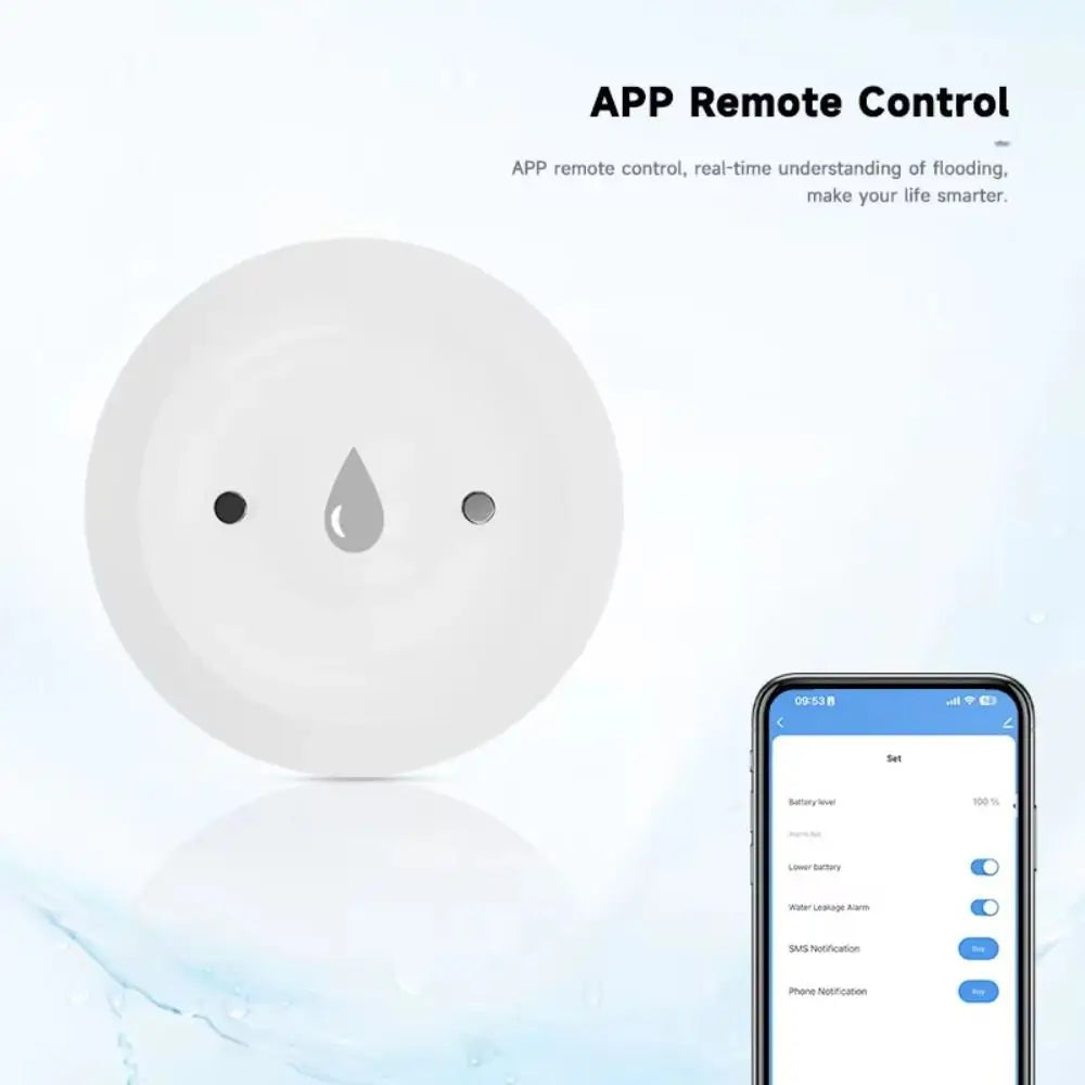 Alarm Function ZigBee Water Sensor APP Remote Monitoring ZigBee 3.0 Flood Water Detector Smart Life Control Peaceful Pleasures Health and Wellness