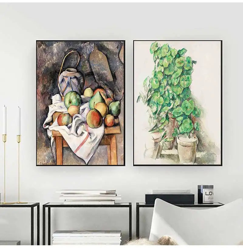 Vintage Paul Cezanne Garden Still Life Terracotta Pots 1890s Art Posters Canvas Painting Wall Prints Picture for Room Home Decor Peaceful Pleasures Health and Wellness