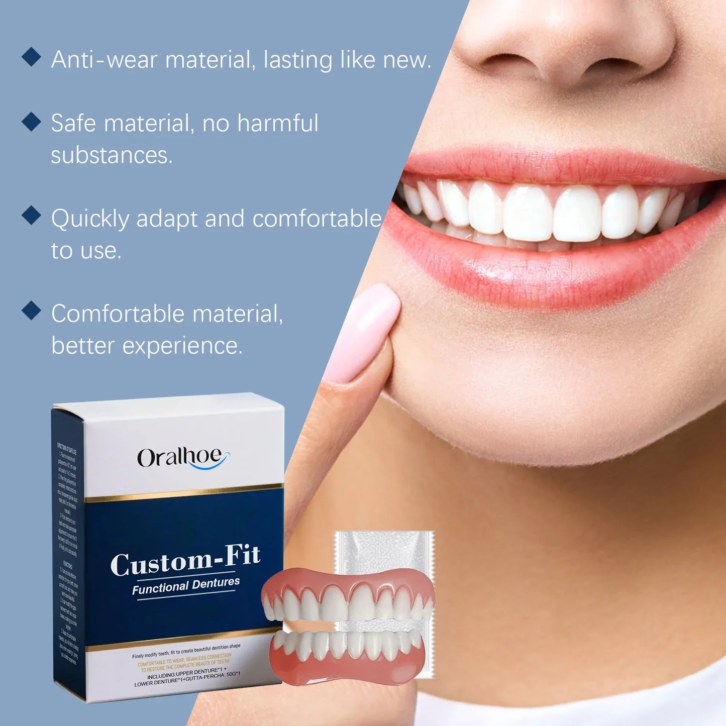 Silicone Temporary Denture Kit – Upper & Lower Set | Oral Care