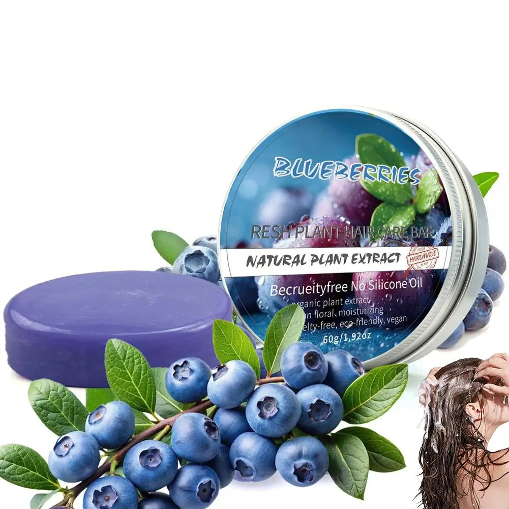 Blueberry Shampoo & Conditioner Bundle Bar for Hair Thinning Frizz, Blueberry Solid Shampoo & Conditioner Strengthen Hair Care Peaceful Pleasures Health and Wellness Conditioner