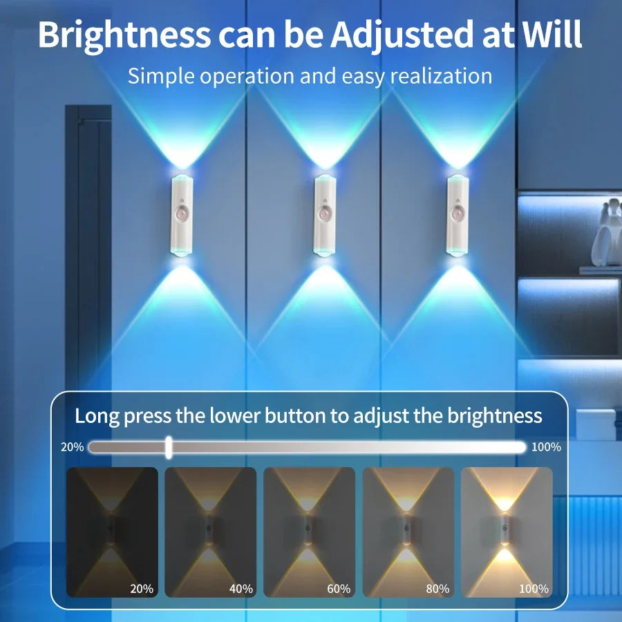 Magnetic LED Wall Lamp RGB Sunset Lamp Rechargeable Night Light with Motion Sensor for Stairs Cabinet Hallway Bedroom Room Decor Peaceful Pleasures Health and Wellness