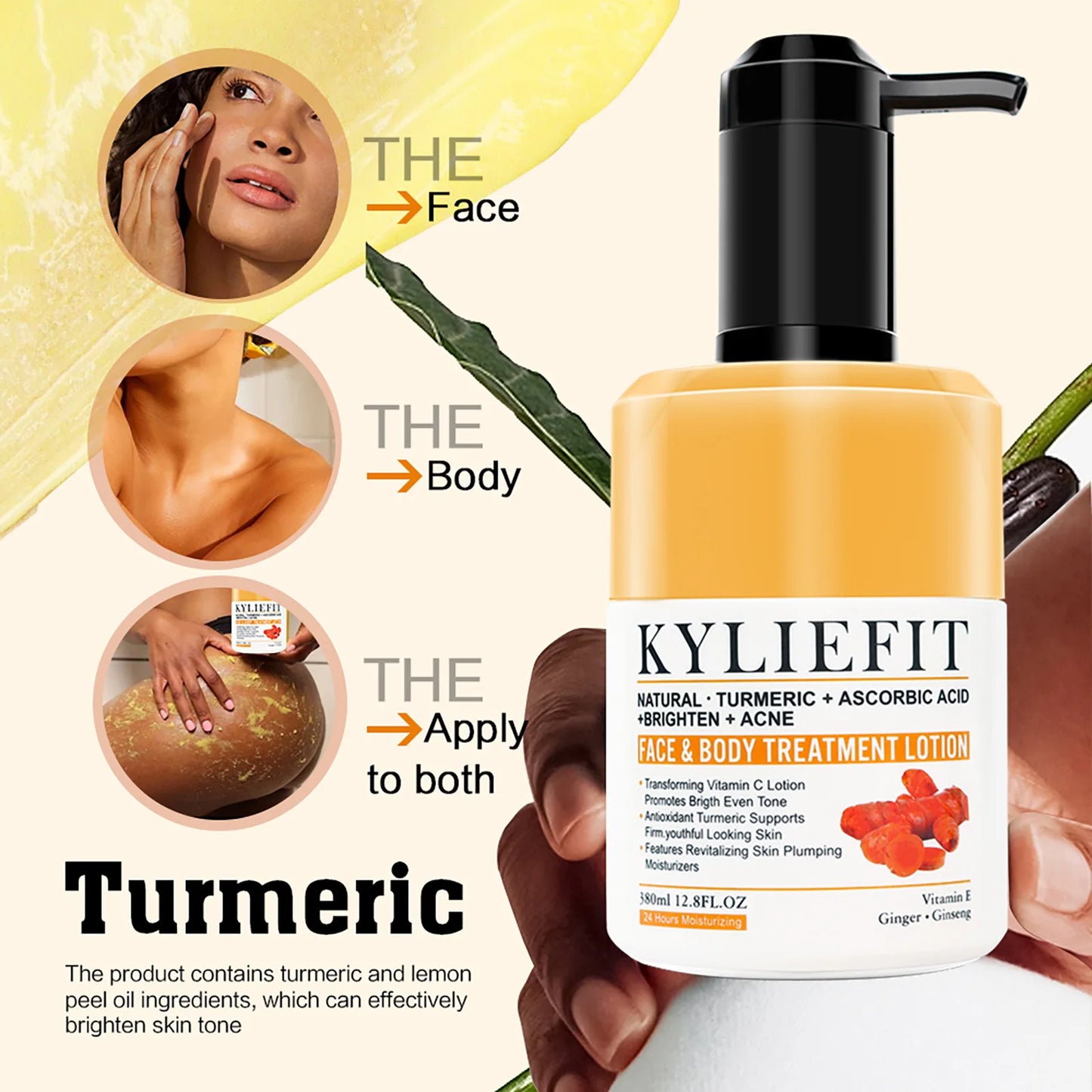 AILKE Turmeric Brightening Lotion | Face & Body Moisturizer