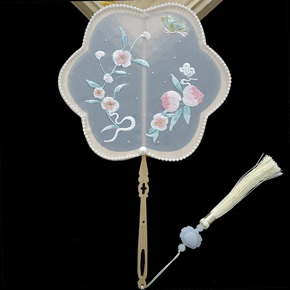 Hanfu Dancing Hand Fan – Bamboo Embroidery Decor & Photo Prop