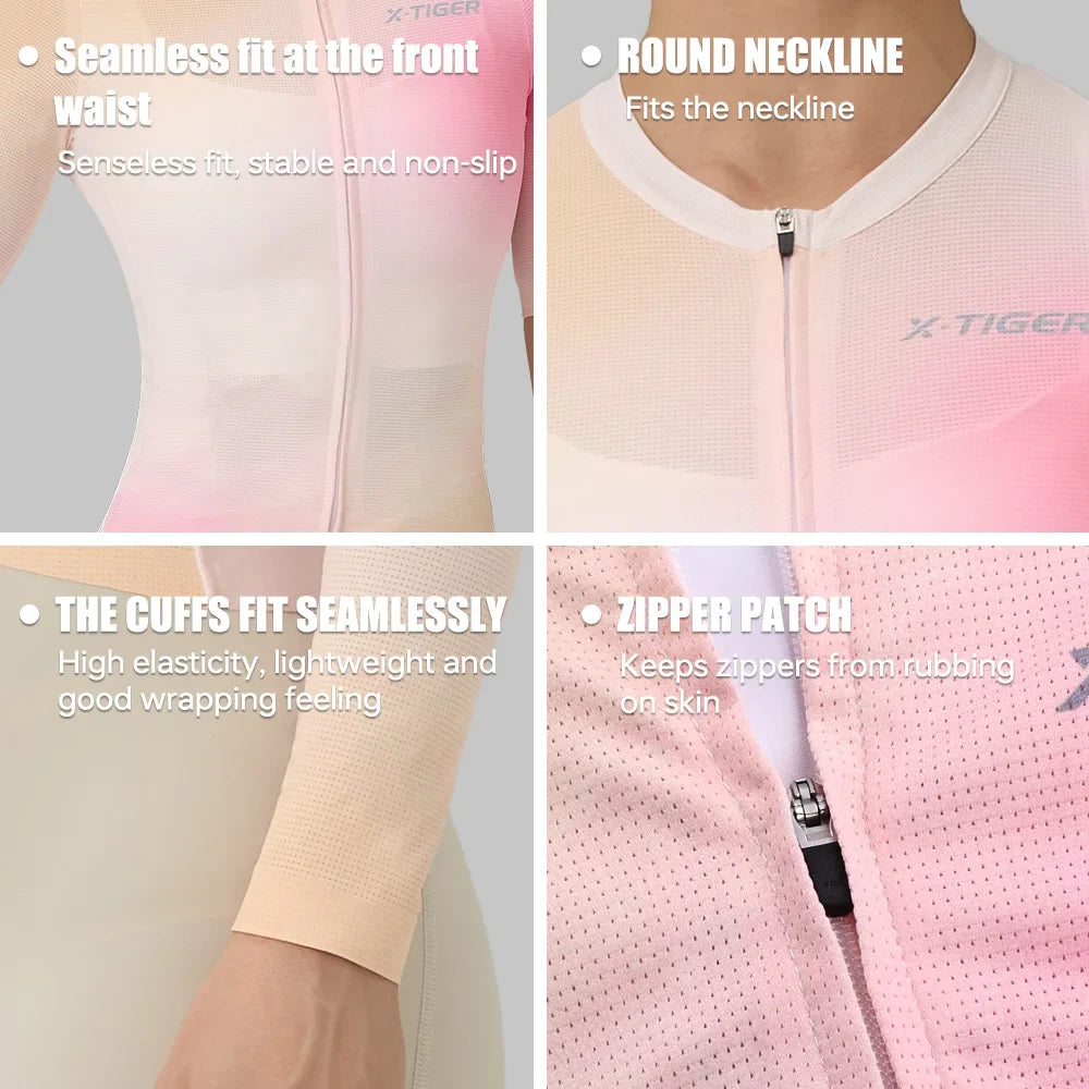 X-TIGER Women's Long Sleeve Cycling Jersey SPF 50+ | 3 Pockets