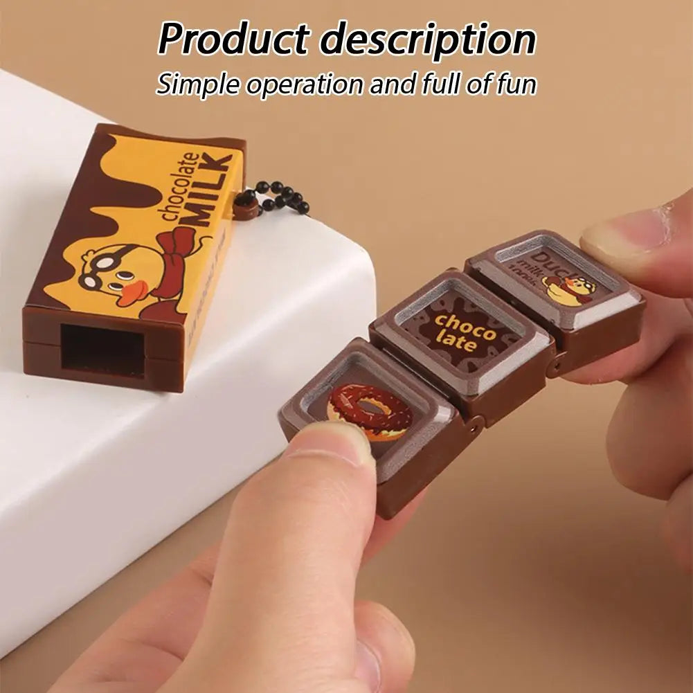 Simulation Chocolate Stress Relief Toy Bendable Fidget Keychain