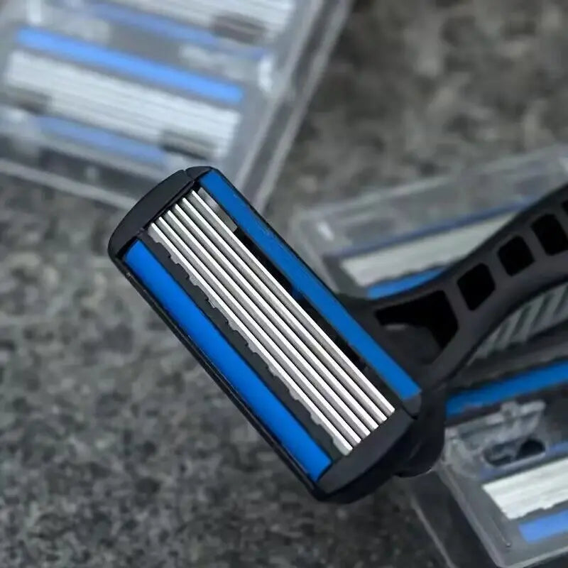 Men's 6-Layer Stainless Steel Safety Razor – Replaceable Head