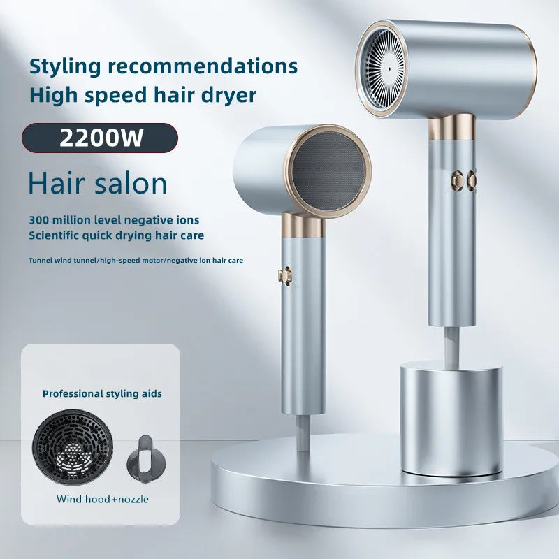 2026 New High Speed Hair Dryer 2200W High Power Fast Drying Blue Light Negative Ion Temperature Control Silent Home Hair Dryer Peaceful Pleasures Health and Wellness