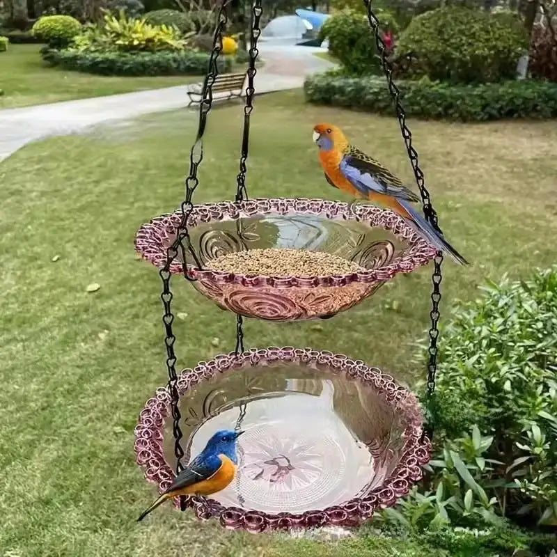 Flower-Shaped Hanging Bird Feeder & Birdbath | Garden Decor