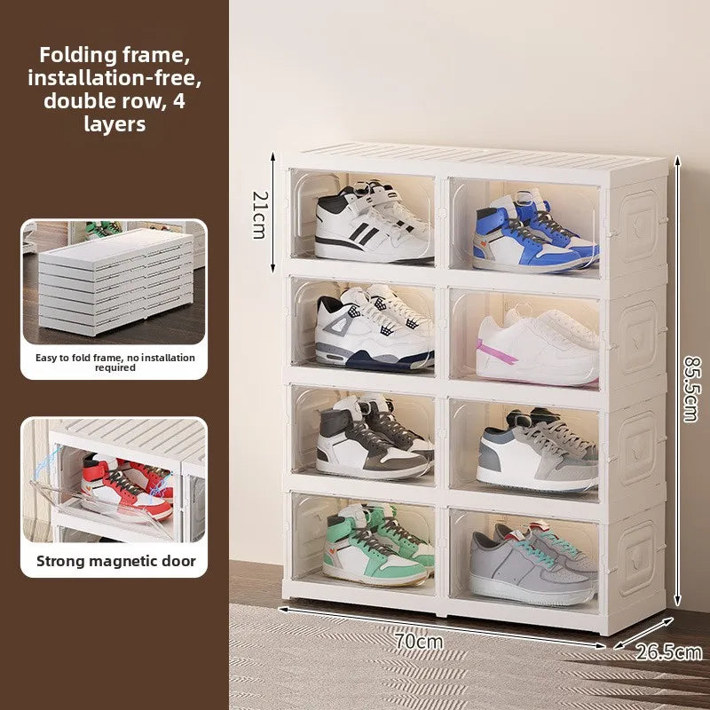 Upgraded Multi-Tier Clear Shoe Rack Heavy-Duty Unified Cabinet Large Capacity Transparent Dust-Proof Organizer for Home Entryway Peaceful Pleasures Health and Wellness Double 4 layers