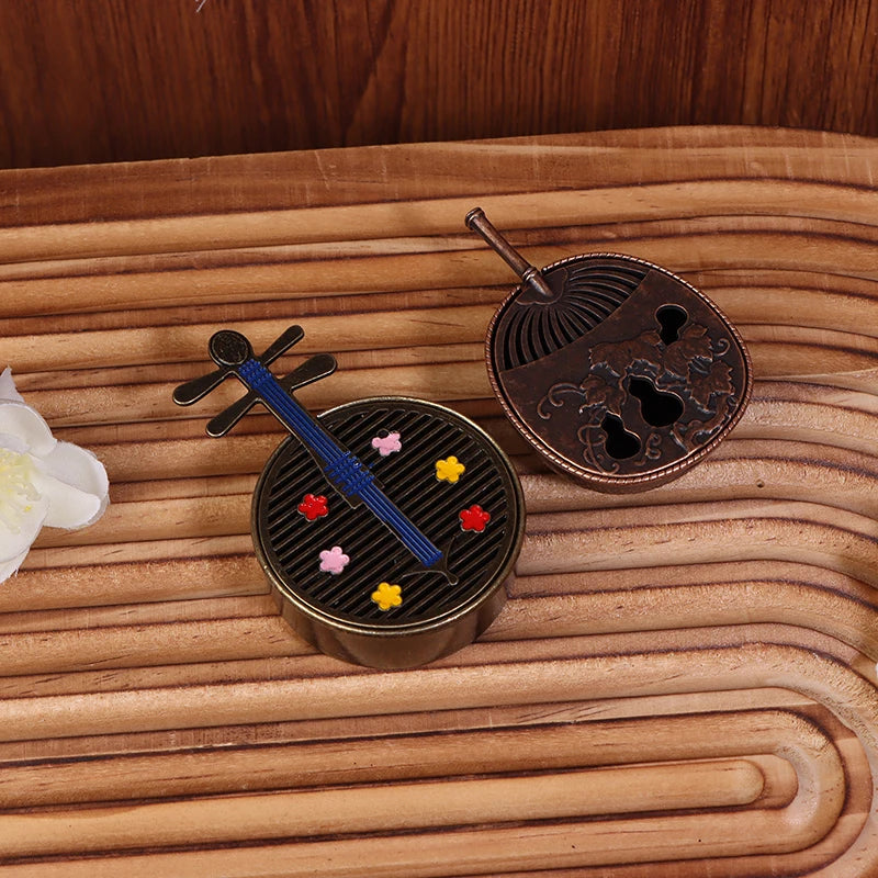 Mini Antique Pocket Incense Burner | Chinese Hollow Zinc Alloy Decor