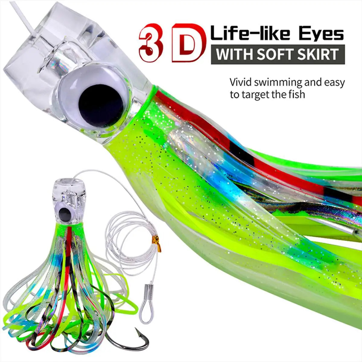 6.7 Inch Fishing Bait Lure, Large Game Dragging Bait for Marlin and Tuna, Sea Fishing Gear, High-Quality Fish Attractant Peaceful Pleasures Health and Wellness
