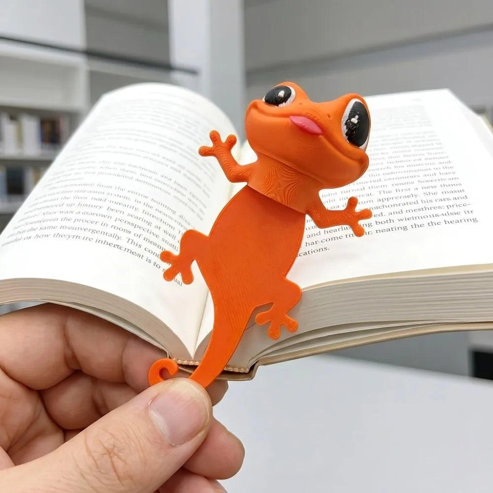 Stationery 3D Printed Gecko Bookmark Funny Multi-functional Big-Eyed Gecko Book Clip Quirky Cute Page Marker Office Peaceful Pleasures Health and Wellness