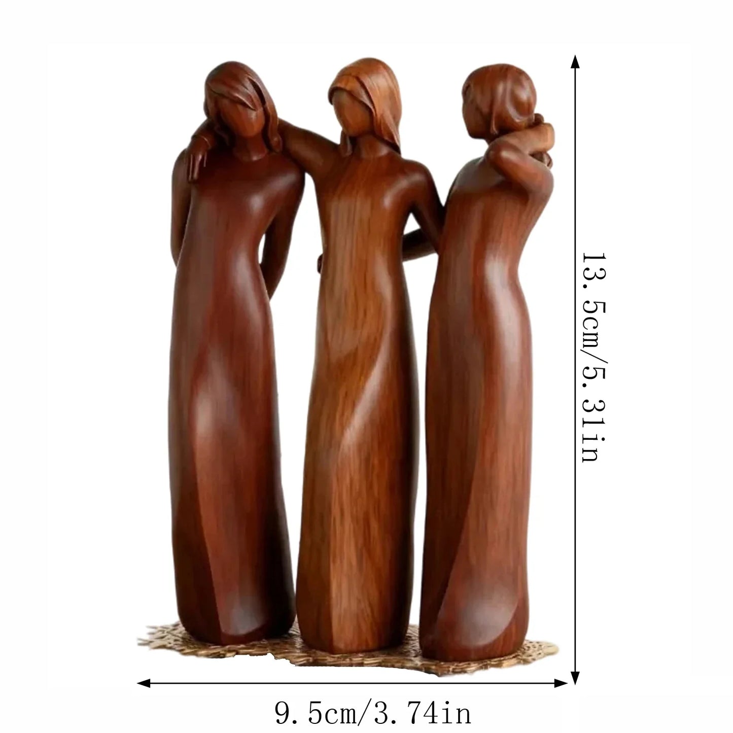 Four Sisters Heart Resin Figurine – Wood-Carved Home Décor