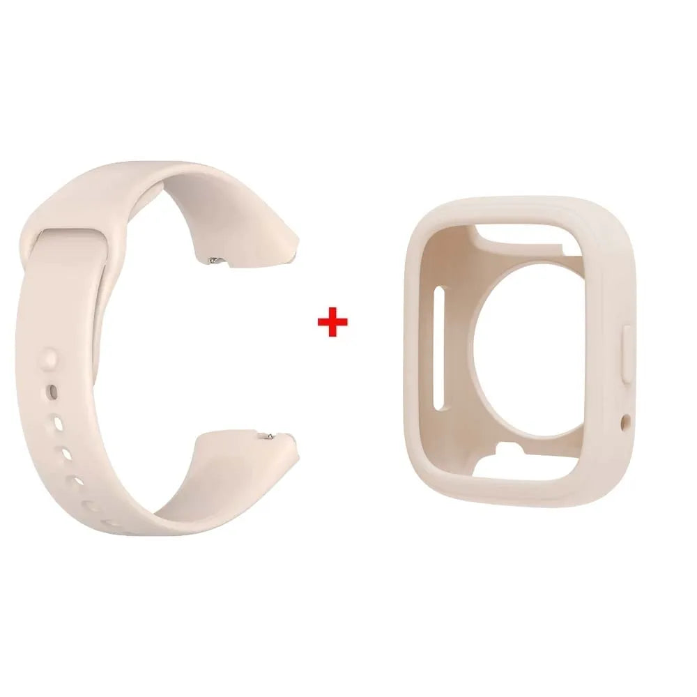 Silicone Strap+case Compatible for Redmi Watch 3 Active Smartwatch Band for Mi Watch 3 Active Protective Case Protector Cover Peaceful Pleasures Health and Wellness Ivory Redmi Watch 3 Active