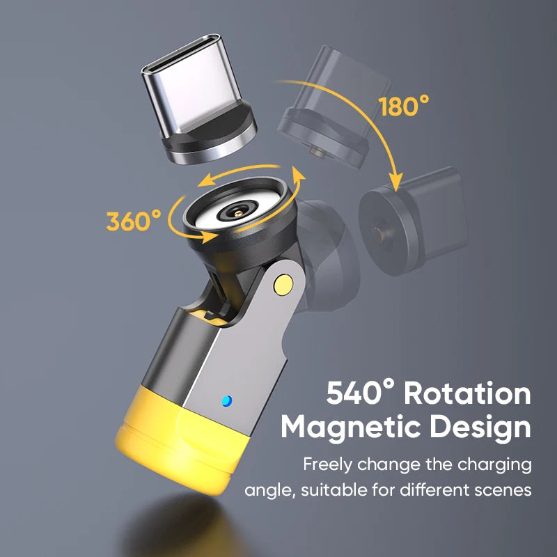 540° Rotating Magnetic USB-C Adapter | 3-in-1 Tips iPhone & Android