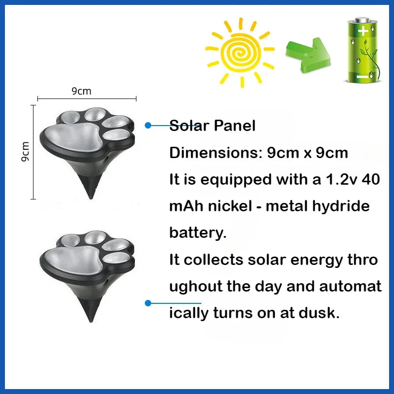 3-Pack Solar Dog Paw Print Garden Lights | Waterproof LED