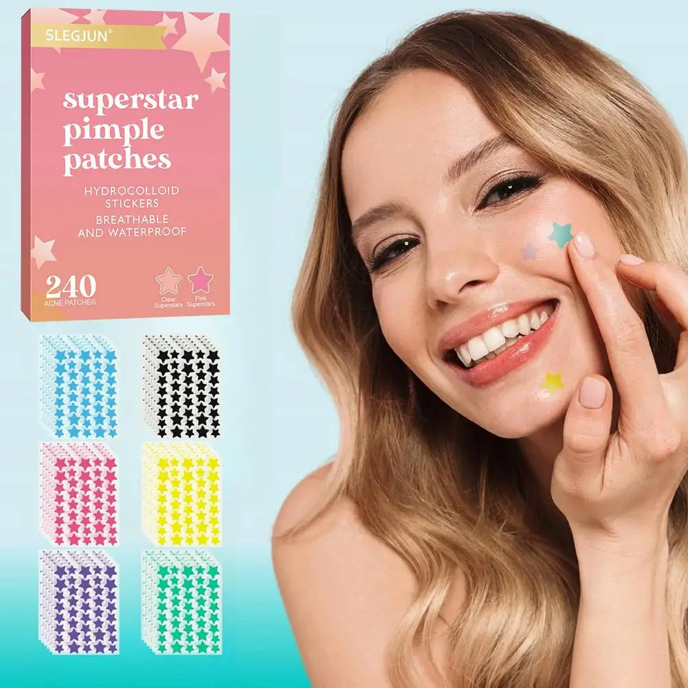 200pcs Colorful Star Pimple Patches Multi-functional Acne Patches Ultra-Thin Face Concealer Cover Facial Decor Gentle Skincare Peaceful Pleasures Health and Wellness