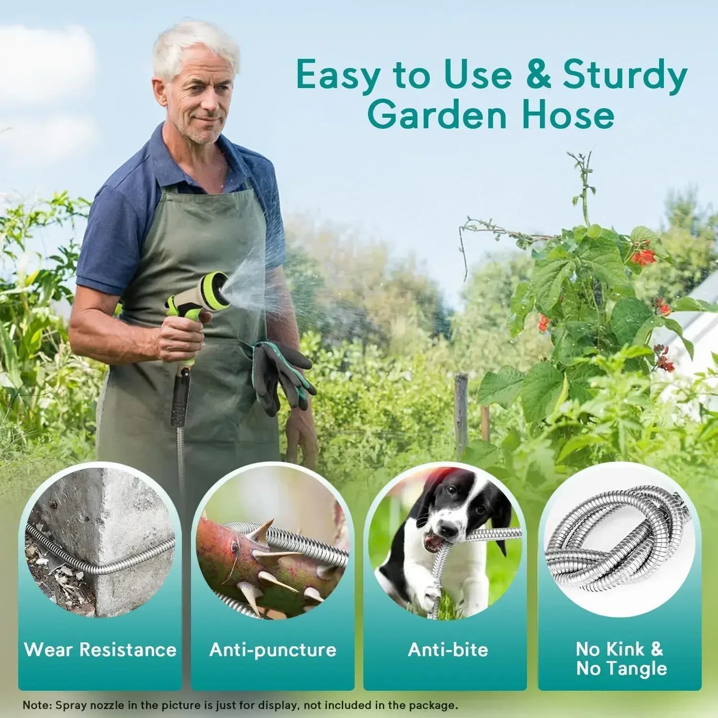 75ft Stainless Steel Garden Hose – Kink-Free Metal Water Hose