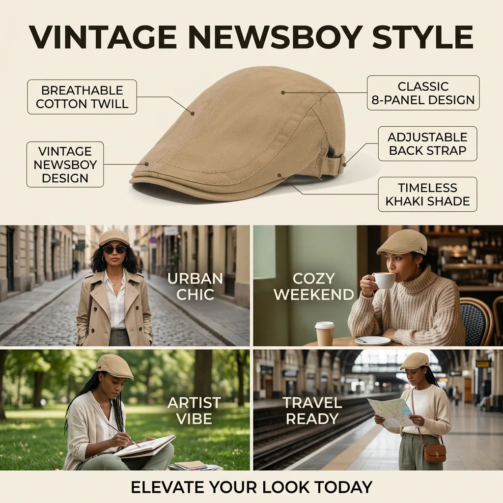Women Retro Newsboy Hat Fashion Beret for Spring Autumn Outdoor Activities Peaceful Pleasures Health and Wellness