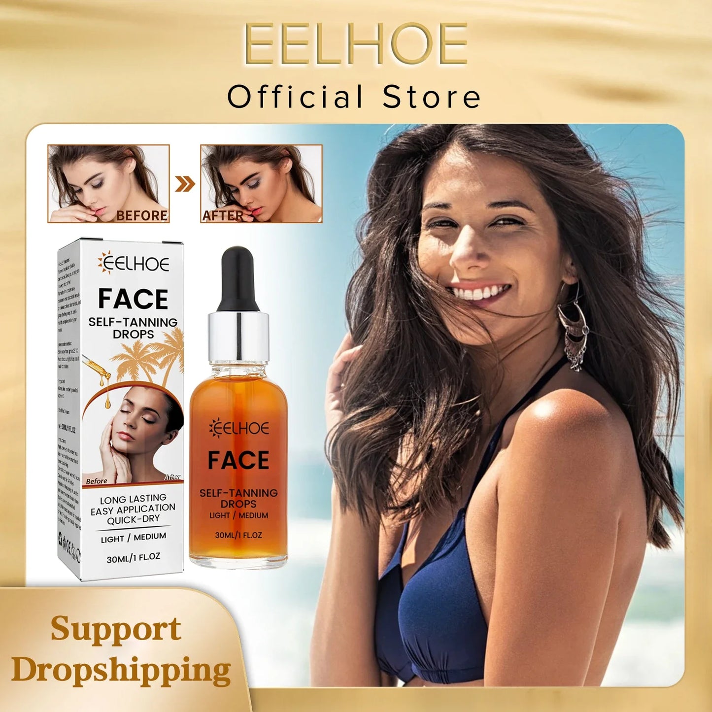 EELHOE Self Tanning Drops – Sunless Bronzing Serum 30ml