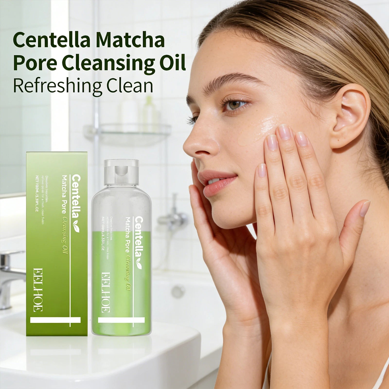 Matcha Cleansing Oil Gentle Remove Blackhead Shrink Pore Refreshing Control Oil Moisturizing Face Makeup Remover Oil Skin Care Peaceful Pleasures Health and Wellness