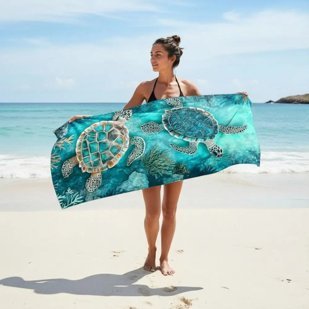 Microfiber Sea Turtle Beach Towel – Quick-Dry, Absorbent Microfiber Beach Towel Peaceful Pleasures Health and Wellness