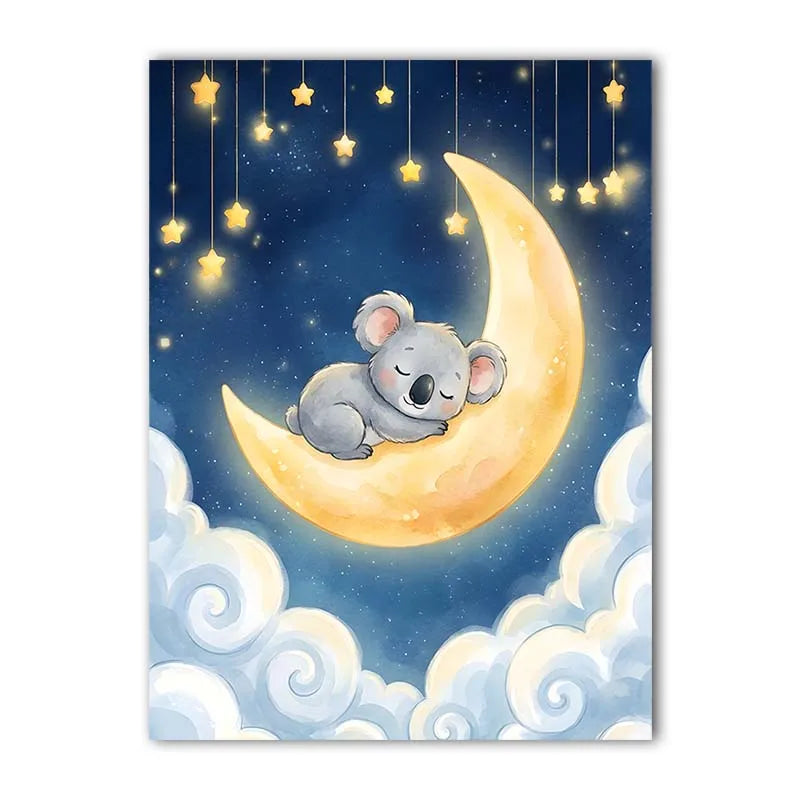 Nordic Animal Moon Canvas Print – Baby Nursery Wall Art Poster Nursery Canvas Print Peaceful Pleasures Health and Wellness 01 40x50cm No Frame China Mainland