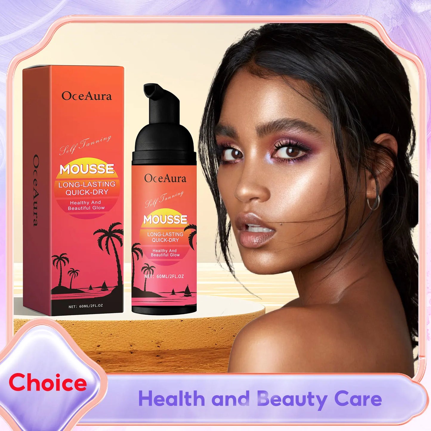 OceAura Self Tanning Mousse | Sunless Golden Bronzing Glow 60ml