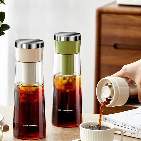 Portable 750ML Manual Cold Brew Coffee Maker Press Type Iced Tea Infuser Pitcher With Removable Filter Summer Coffeeware Pot Peaceful Pleasures Health and Wellness
